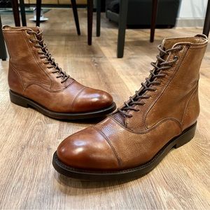 Frye Boots Bowery Bal Lace Up Mens Cognac Size 11